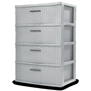 4 Drawer Wide Woven Plastic Organizer
